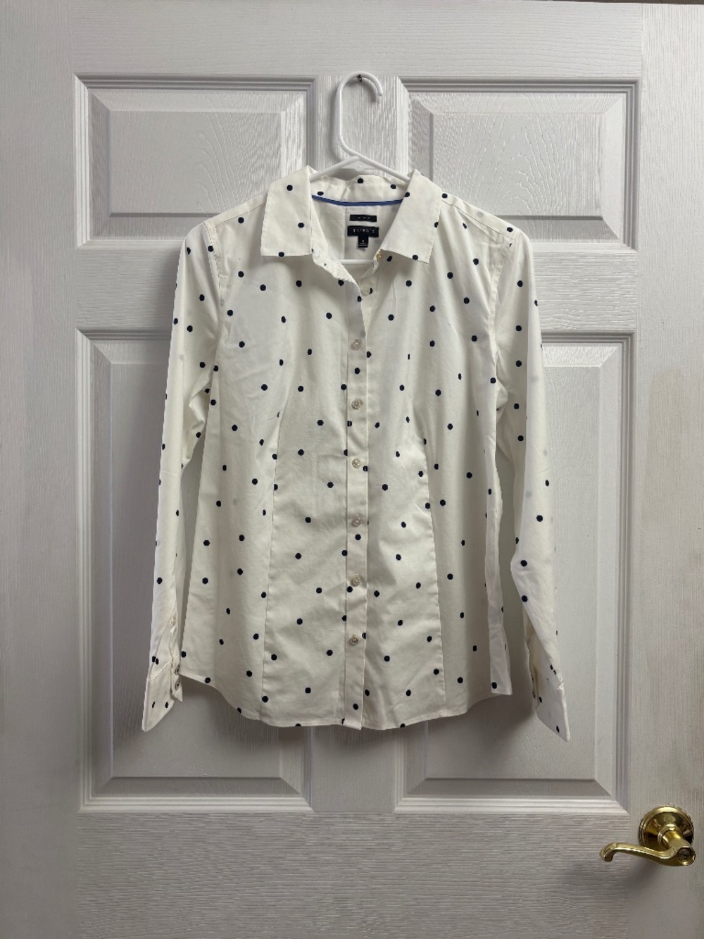 Women's Talbots Polka Dot Button Down Long Sleeve Top